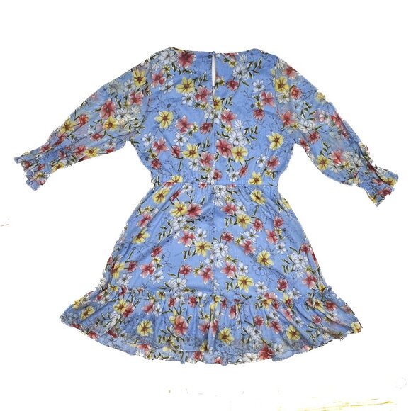 Calvin Klein Floral Printed Crepe Tie Waist Ruffle Midi A-Line Dress Sz 14 NWOT - Picture 7 of 10